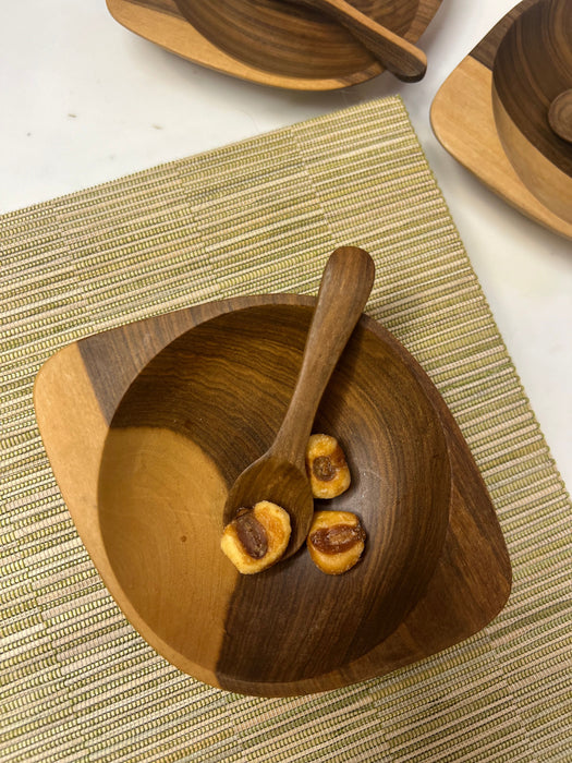 Small Wooden Bowl and Spoon